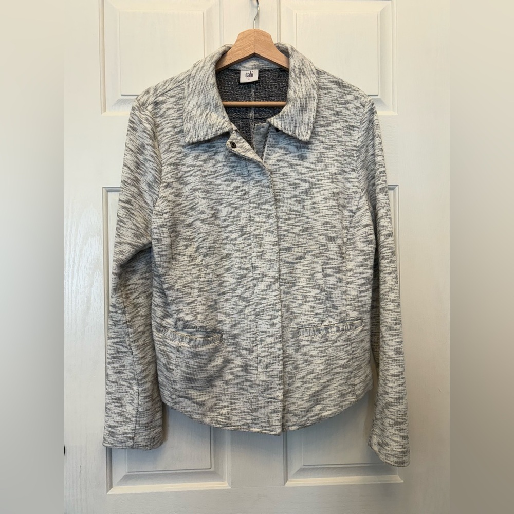 Cabi NeoMoto Jacket Heather Gray French Terry Zip Up Casual Biker Large